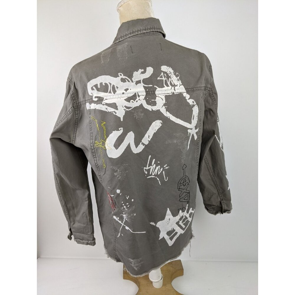 Zara Basic Outerwear Button Down Painted Patches … - image 3